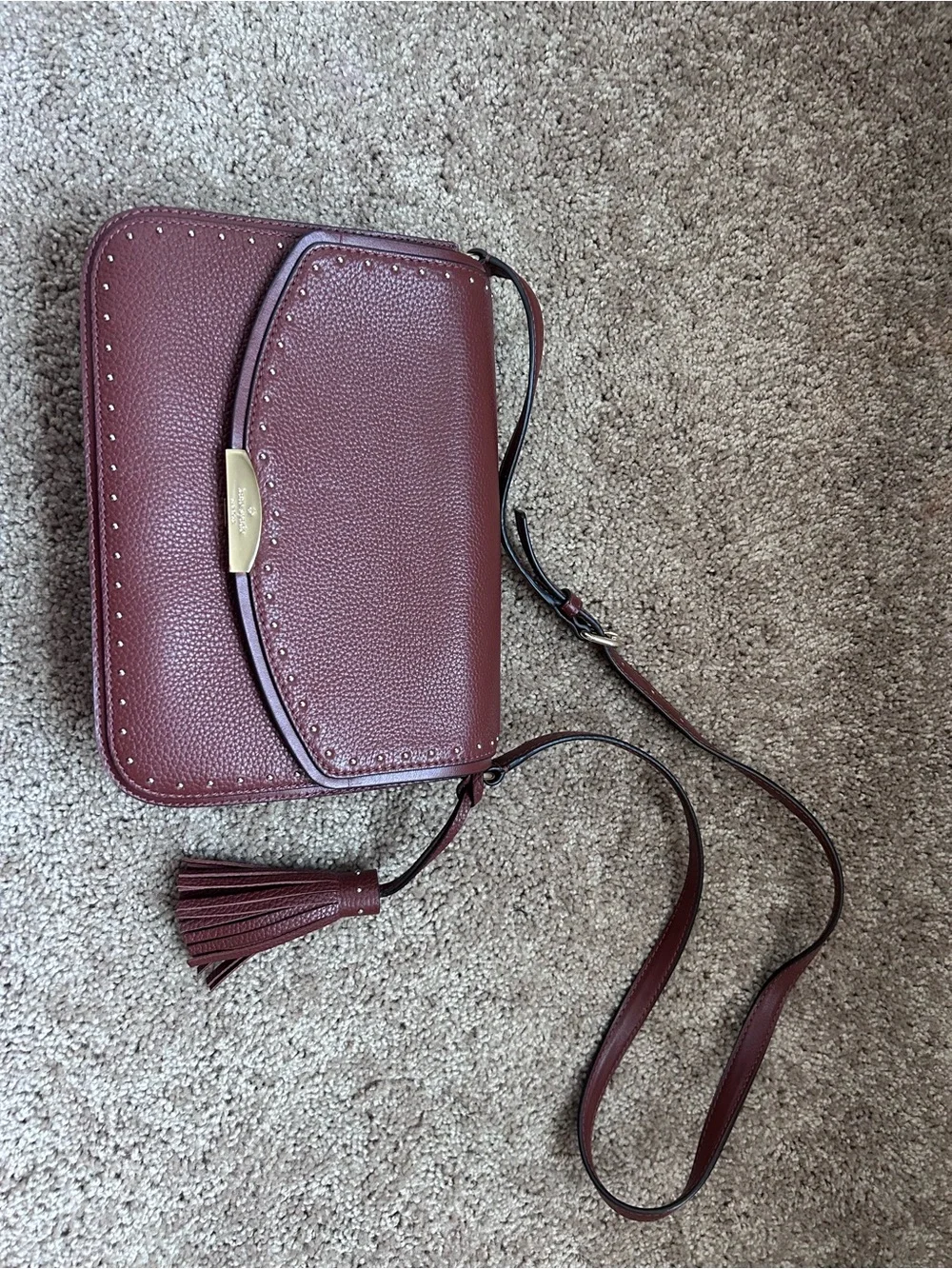 kate spade brown leather shoulder bag with gold hardware